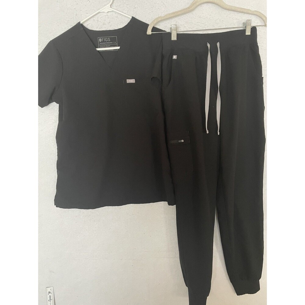FIGS Scrub Set Womens Size S Joggers High Waisted Zamora Catarina Black top pant